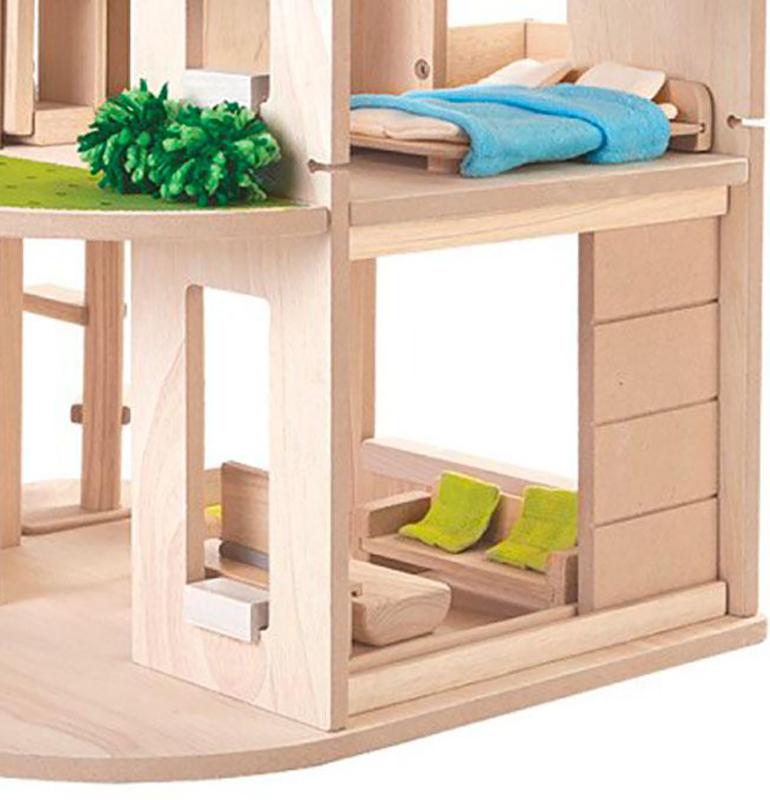 Green Dollhouse with Furniture