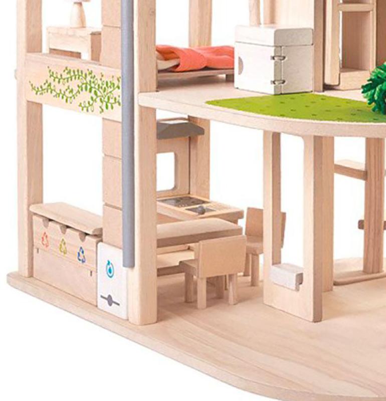 Green Dollhouse with Furniture