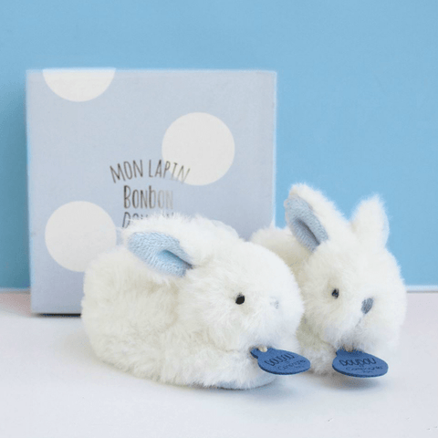 Lapin Bonbon Booties with Rattle - Blue