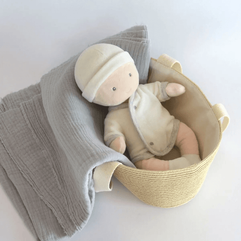 Little Baby with Basket - Grey 28cm
