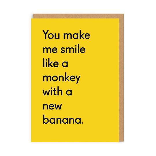 Monkey With a New Banana Greeting Card