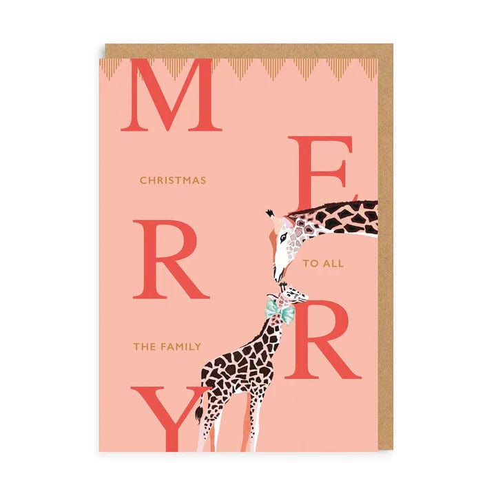Merry Christmas Giraffes Greeting Card