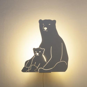 Polar Bears - Decoupage Lamp Ivory