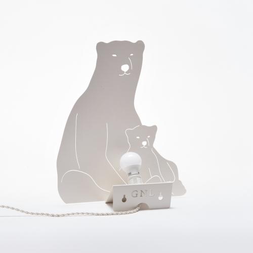 Polar Bears - Decoupage Lamp Ivory