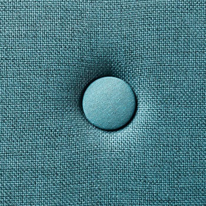 DUSTY BLUE W. BLUE BUTTONS KID SOFA CHAIR