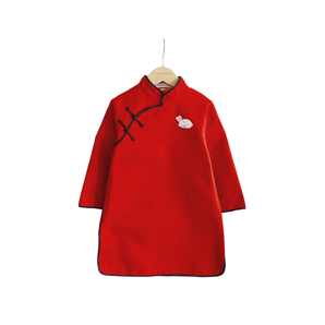 Chinese Long Sleeve Dress - Red - Bimbo Concept