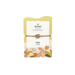 Cowrie Shell Hemp Mixed Anklet - Gold - Bimbo Concept