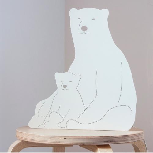 Polar Bears - Decoupage Lamp Ivory