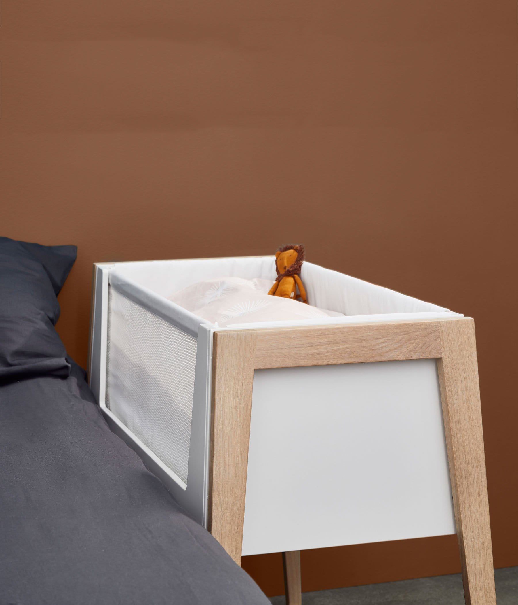 Side by Side bed with mattress in Oak