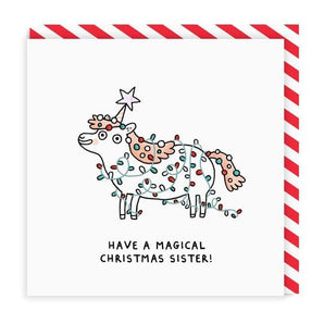 Unicorn Magical Christmas Sister Square Greeting Card