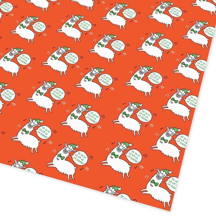 Fa La La Llama Flat Gift Wrap