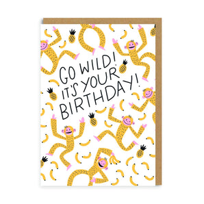 Go Wild Birthday Monkey Greeting Card - Bimbo Concept