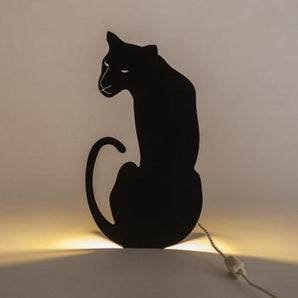 Panther - Decoupage Lamp Black