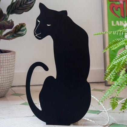 Panther - Decoupage Lamp Black