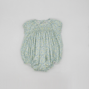 Hand - Embroidered Blue And Yellow Flower Romper - Bimbo Concept