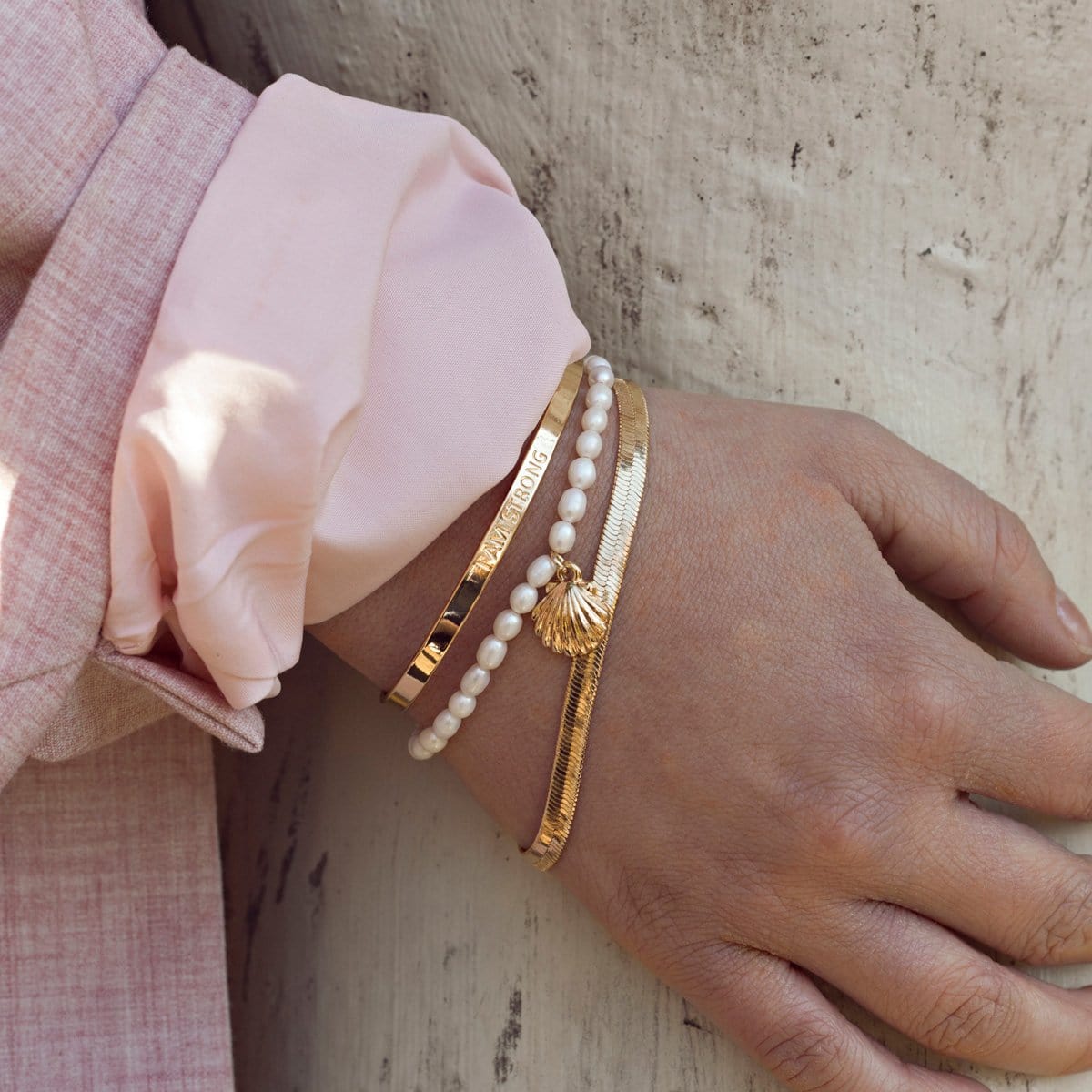 Mermaid Shell and Beads Bracelet - Gold