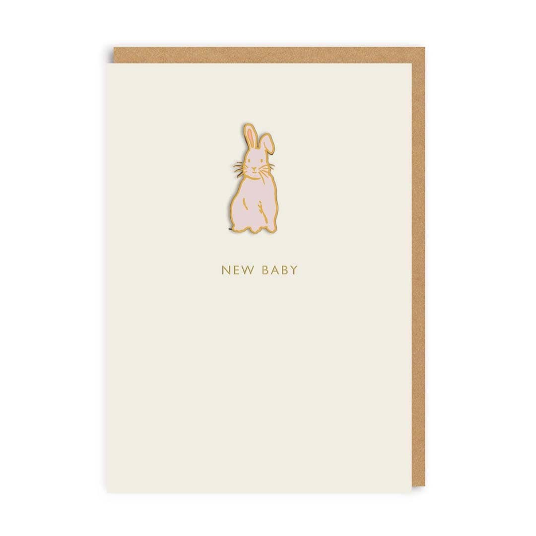 New Baby Bunny Enamel Pin Greeting Card