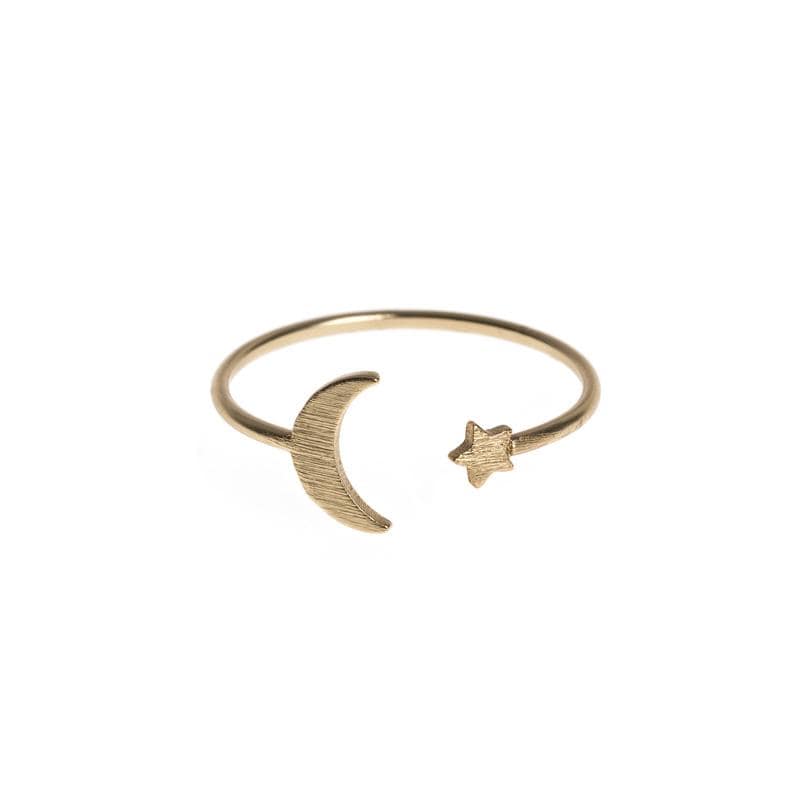Moon and Star Ring - Gold
