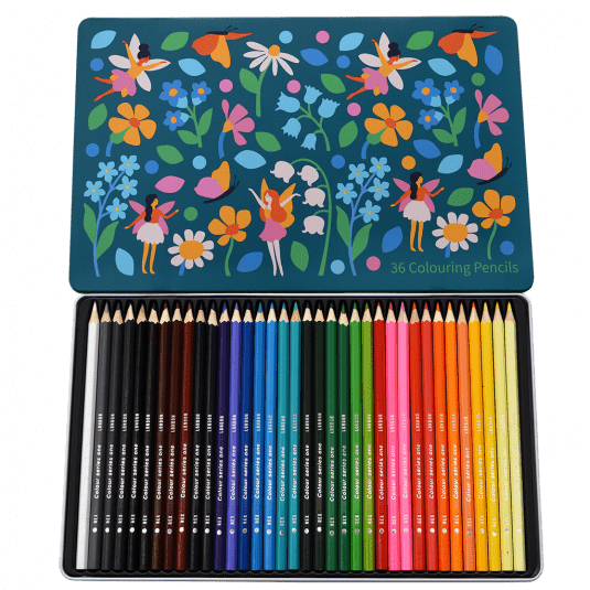 Fairies In The Garden 36 Colouring Pencils In A Tin