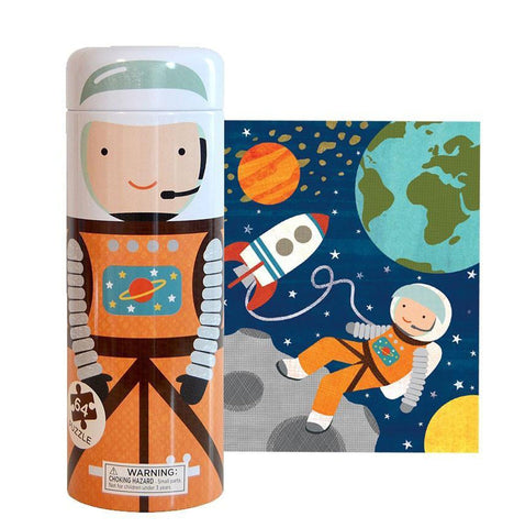 Tin Canister 64 Piece Into Space Puzzle