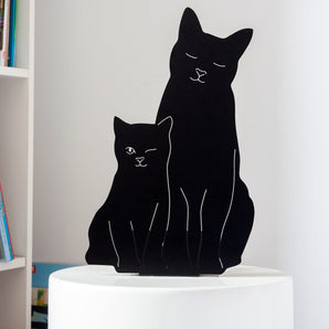 Kitties - Decoupage Lamp Black - Bimbo Concept
