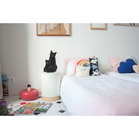 Kitties - Decoupage Lamp Black