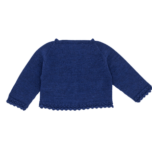 Knitted Cardigan with Pockets Velvet Bow - Bimbo Concept