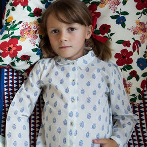 Long Sleeves Pyjama - Blue Palms - Bimbo Concept