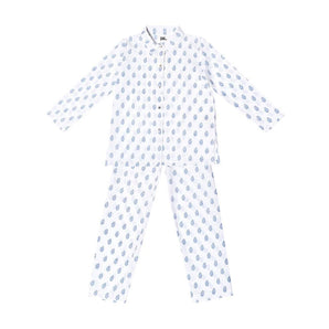 Long Sleeves Pyjama - Blue Palms - Bimbo Concept