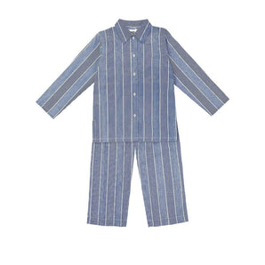 Long Sleeves Pyjama - Blue Woven Stripe - Bimbo Concept