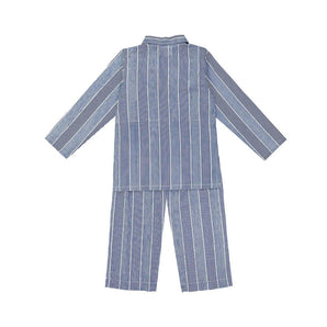 Long Sleeves Pyjama - Blue Woven Stripe - Bimbo Concept
