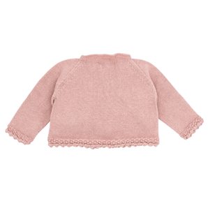 Merino Wool Knitted Cotton Cardigan Eco Fur Pom Pom - Bimbo Concept
