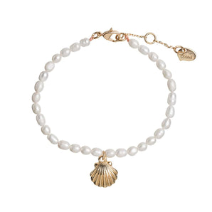 Mermaid Shell and Beads Bracelet - Gold - Bimbo Concept