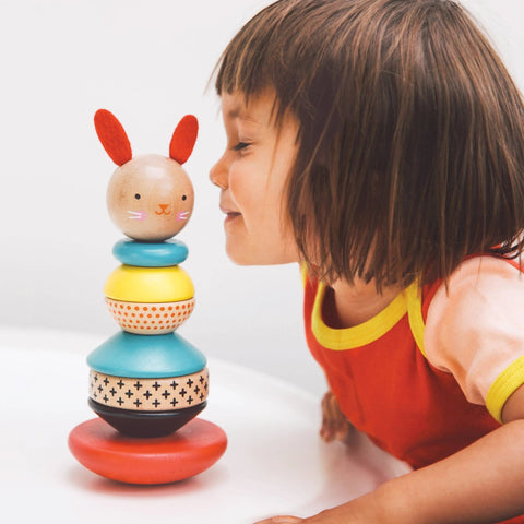 Wood Stacking Toy: Modern Bunny
