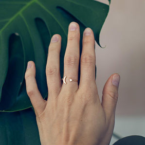 Moon and Star Ring - Gold - Bimbo Concept