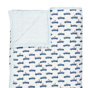 Reversible Quilted Bed Cover - Blue Car - Bimbo Concept