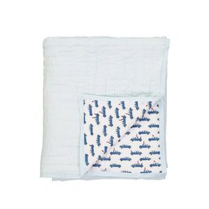 Reversible Quilted Bed Cover - Blue Car - Bimbo Concept