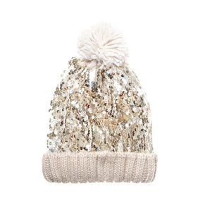 Sequin Shimmer Bobble Hat Gold - Bimbo Concept