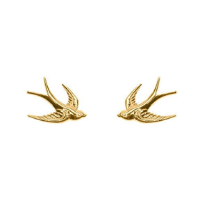 Swallow Sterling Silver 925 Earrings - Gold - Bimbo Concept