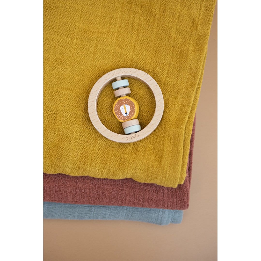 Wooden round rattle - Mr. Lion