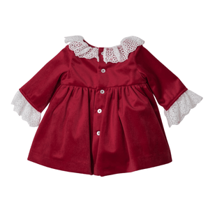 Velvet Dress with Embroidered Tulle Collar - Bimbo Concept