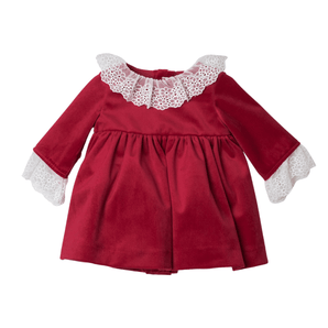 Velvet Dress with Embroidered Tulle Collar - Bimbo Concept