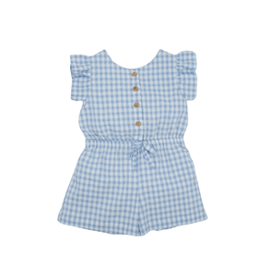 Vichy Blue Open Back Jumpsuit - Bimbo Concept