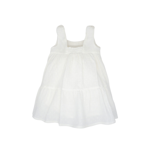 White Plumeti Chiffon Dress with Blue Embroidery - Bimbo Concept